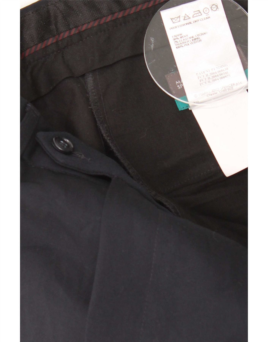 Marks & Spencer Womens Straight Suit Trousers W32 L33 Navy Blue Wool