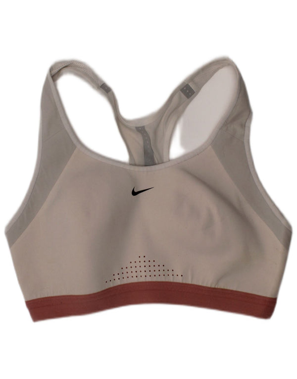 Nike Womens Dri Fit Sport Bra Top Medium Off White Nylon