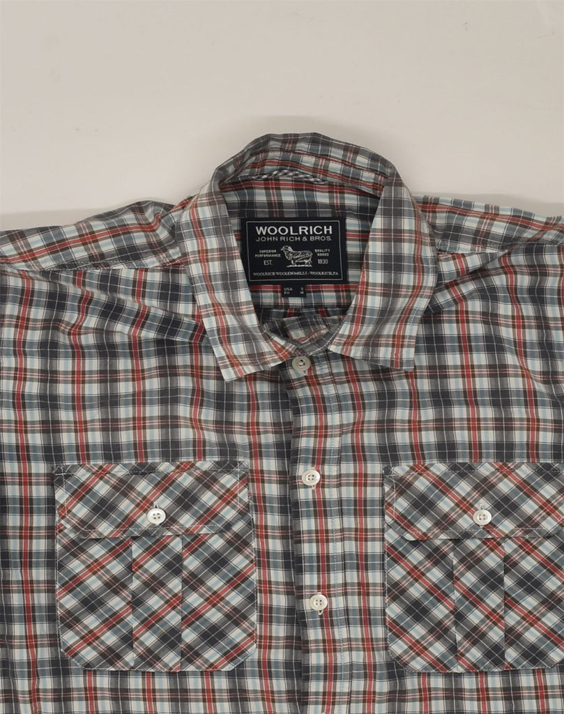 WOOLRICH Mens Short Sleeve Shirt Medium Grey Check Cotton | Vintage Woolrich | Thrift | Second-Hand Woolrich | Used Clothing | Messina Hembry 