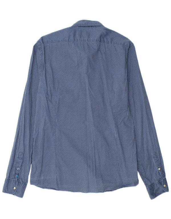 Scotch & Soda Mens Slim Shirt Large Blue Geometric Cotton