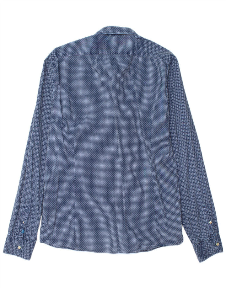 Scotch & Soda Mens Slim Shirt Large Blue Geometric Cotton