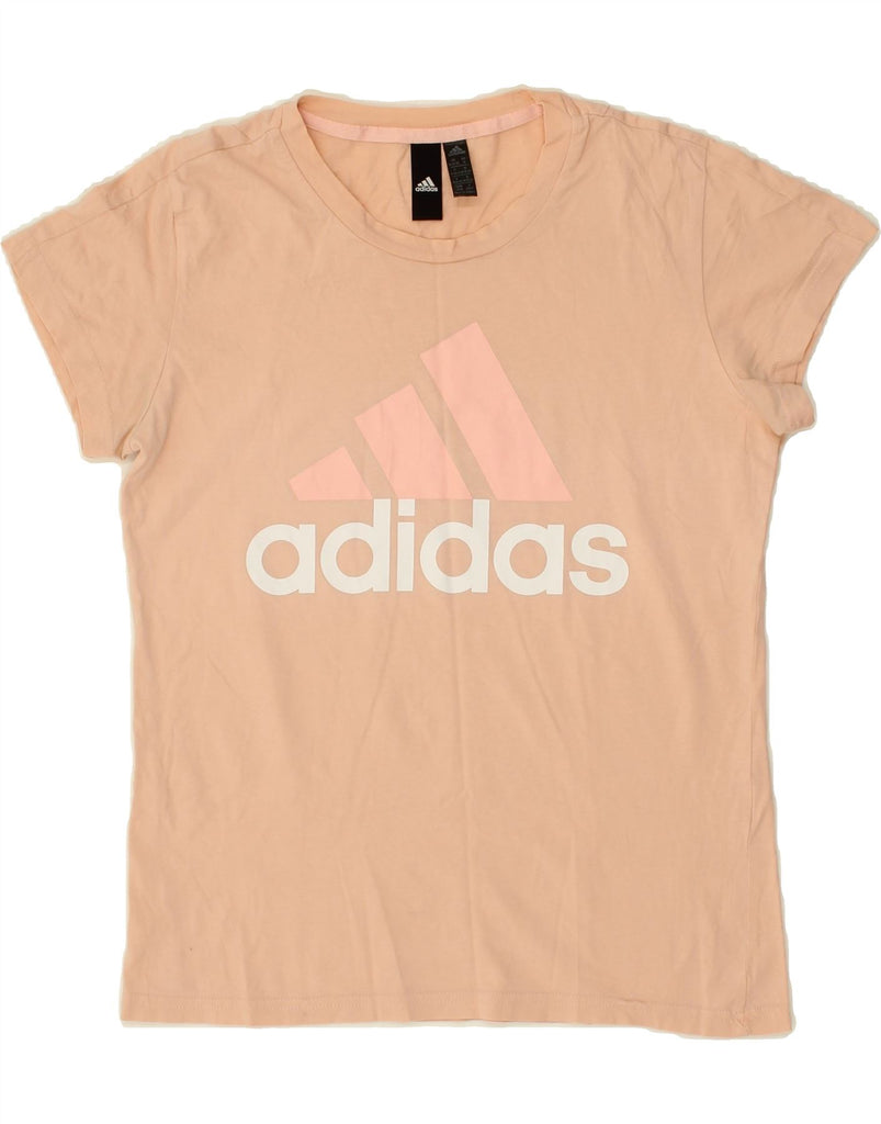 ADIDAS Womens Graphic T-Shirt Top UK 12/14 Medium  Beige | Vintage Adidas | Thrift | Second-Hand Adidas | Used Clothing | Messina Hembry 