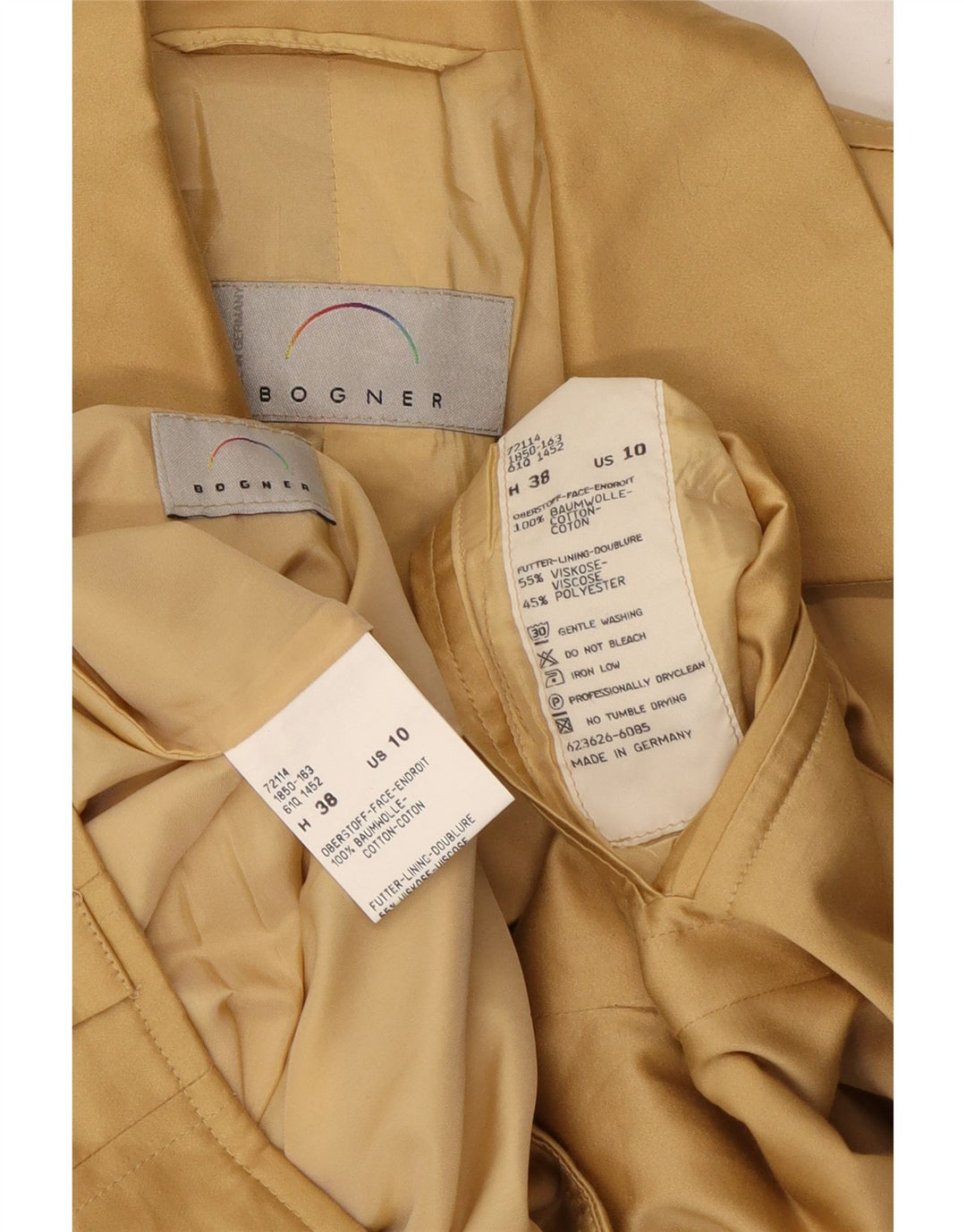 BOGNER Womens 4 Button 2 Piece Skirt Set US 10 Large W29  Beige Cotton