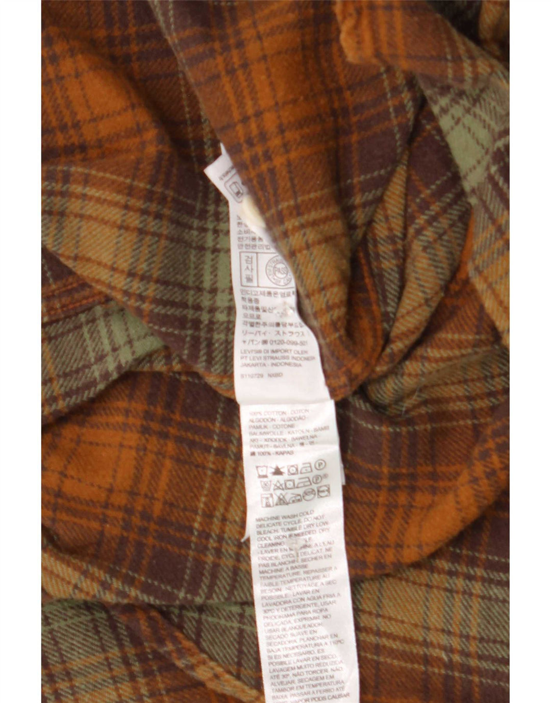Levi's Mens Flannel Shirt Medium Brown Plaid Cotton