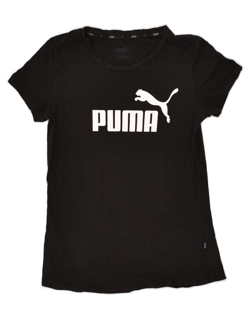 PUMA Womens Graphic T-Shirt Top UK 10 Small Black Cotton | Vintage Puma | Thrift | Second-Hand Puma | Used Clothing | Messina Hembry 