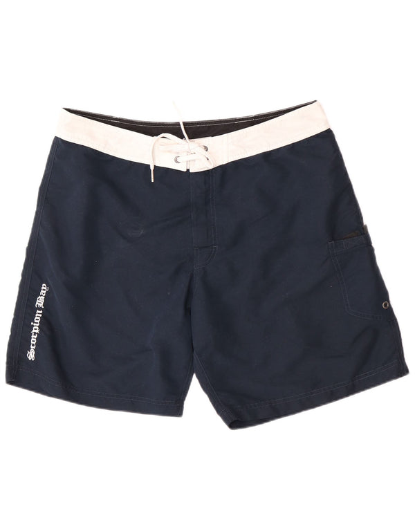 Scorpion Bay Mens Graphic Swimming Shorts Large Navy Blue Colourblock