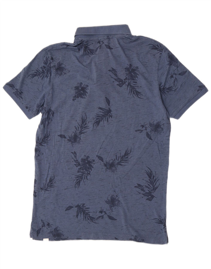 Jack & Jones Mens Polo Shirt Medium Blue Floral Cotton