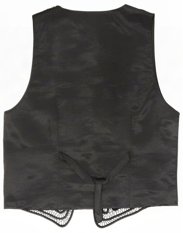 Vintage Womens Abstract Pattern Waistcoat UK 12 Medium Black