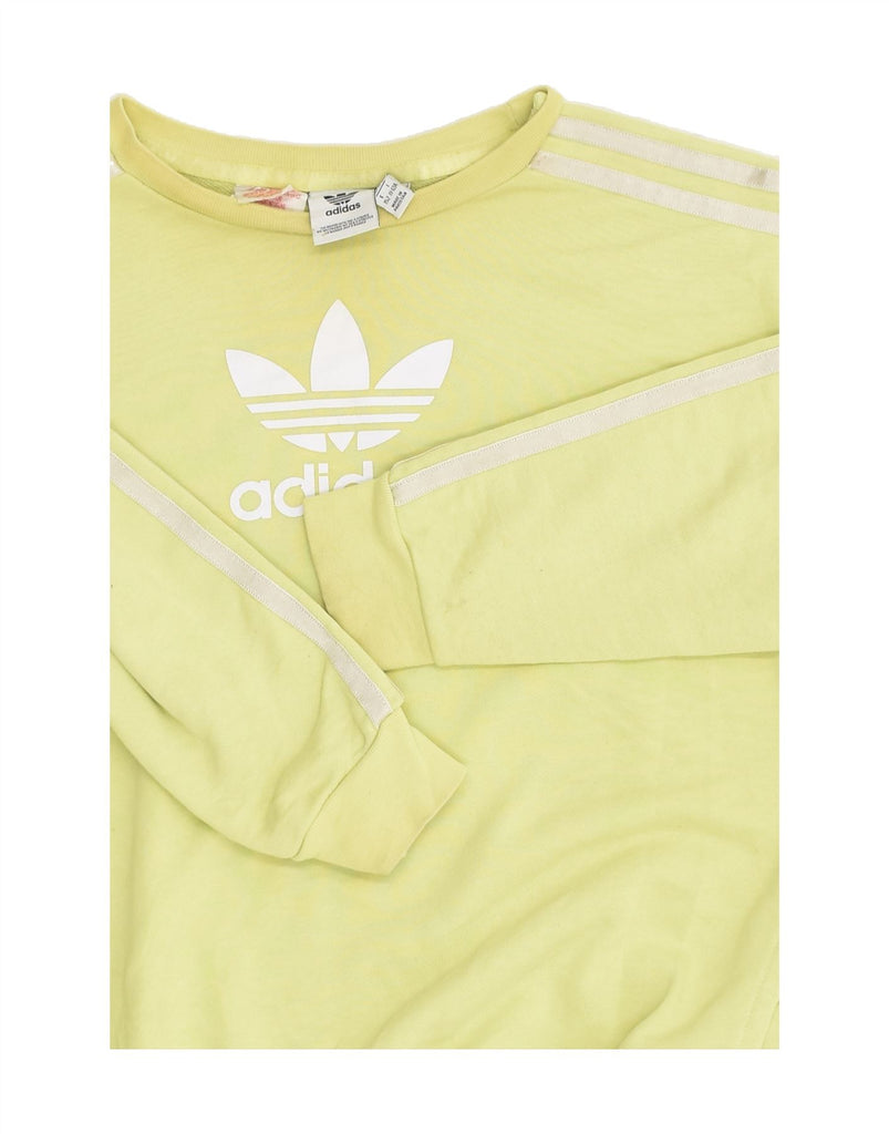 ADIDAS Boys Graphic Sweatshirt Jumper 11-12 Years Medium  Yellow Cotton | Vintage Adidas | Thrift | Second-Hand Adidas | Used Clothing | Messina Hembry 