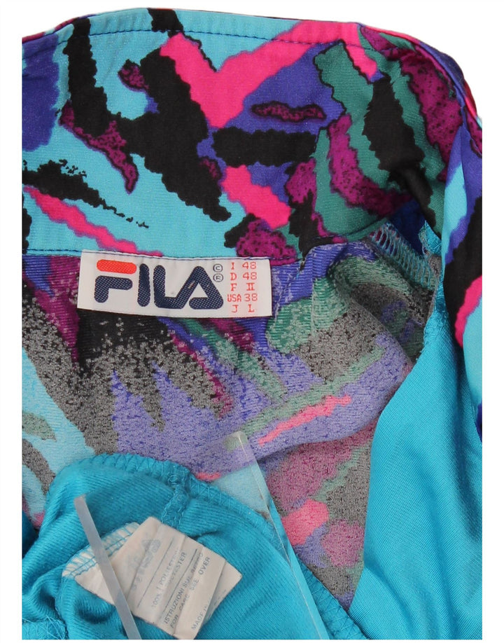 Fila Mens Tracksuit Top Jacket IT 48 Medium Blue Geometric Polyester