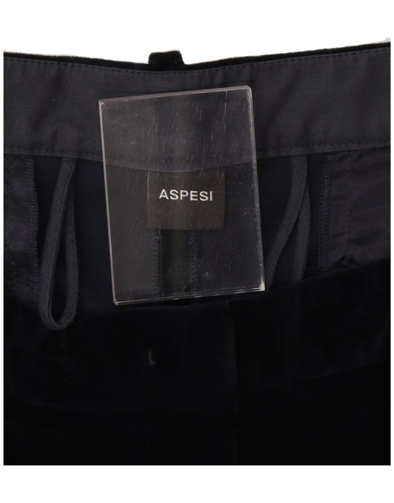 ASPESI Womens Velvet Cropped Trousers IT 44 Medium W34 L24 Navy Blue Vintage Aspesi and Second-Hand Aspesi from Messina Hembry 