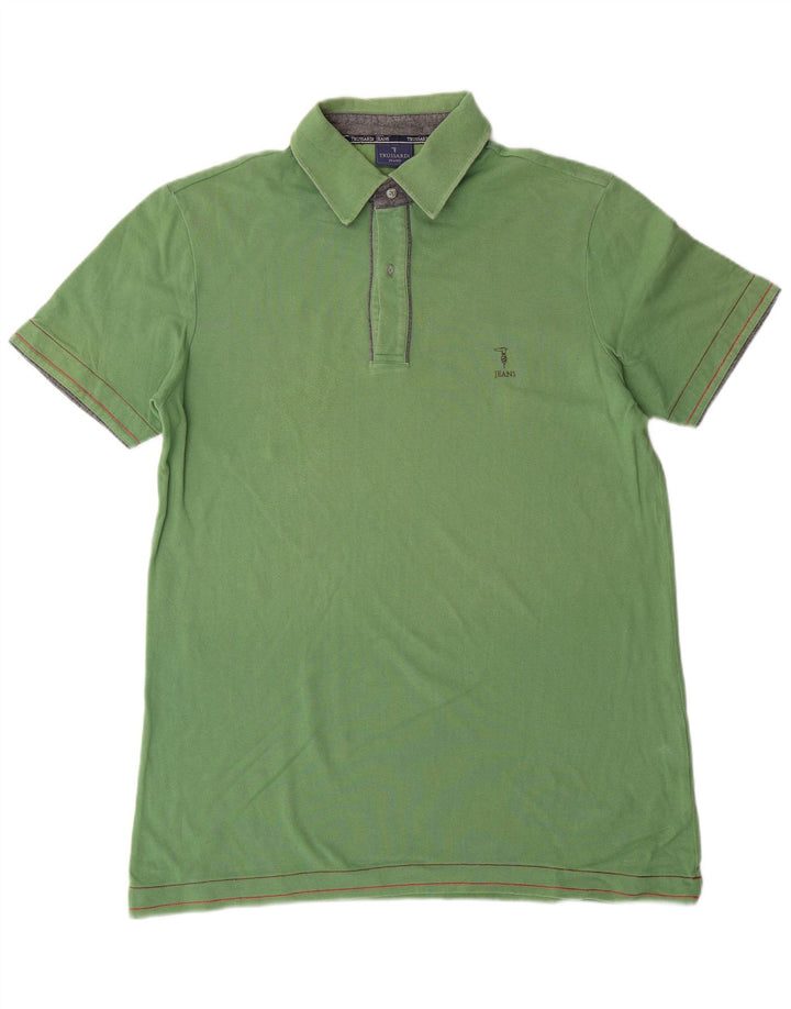 TRUSSARDI JEANS Mens Polo Shirt Large Green Cotton