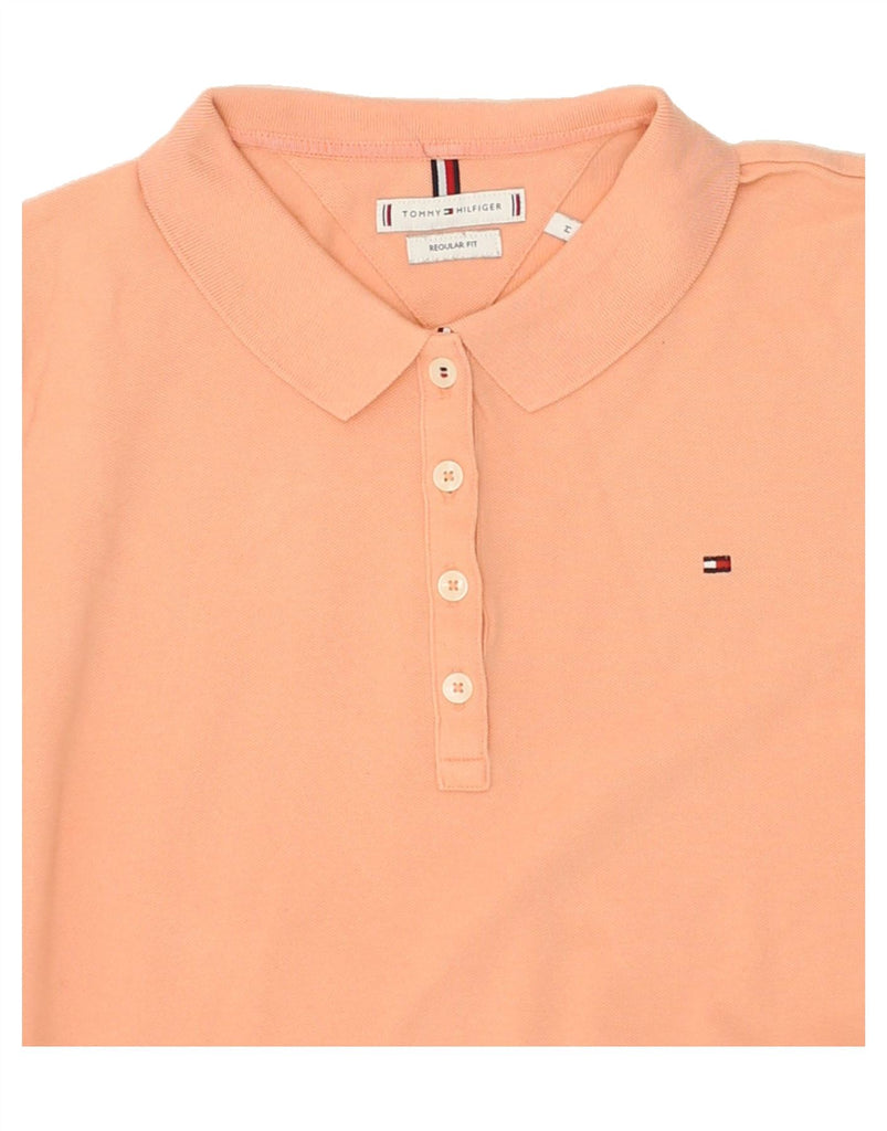 TOMMY HILFIGER Womens Regular Fit Polo Shirt UK 14 Medium Pink Cotton | Vintage Tommy Hilfiger | Thrift | Second-Hand Tommy Hilfiger | Used Clothing | Messina Hembry 