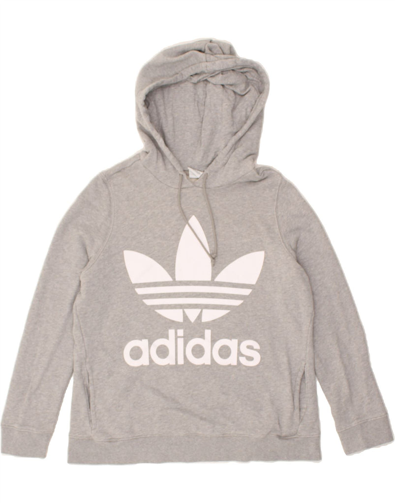 ADIDAS Womens Graphic Hoodie Jumper UK 18 XL Grey Cotton | Vintage Adidas | Thrift | Second-Hand Adidas | Used Clothing | Messina Hembry 