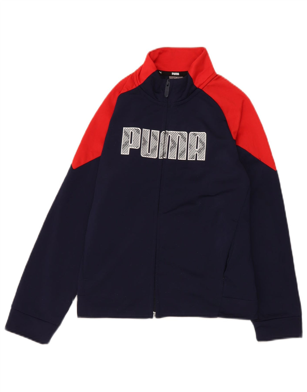 Puma Boys Graphic Tracksuit Top Jacket 9-10 Years Navy Blue Colourblock