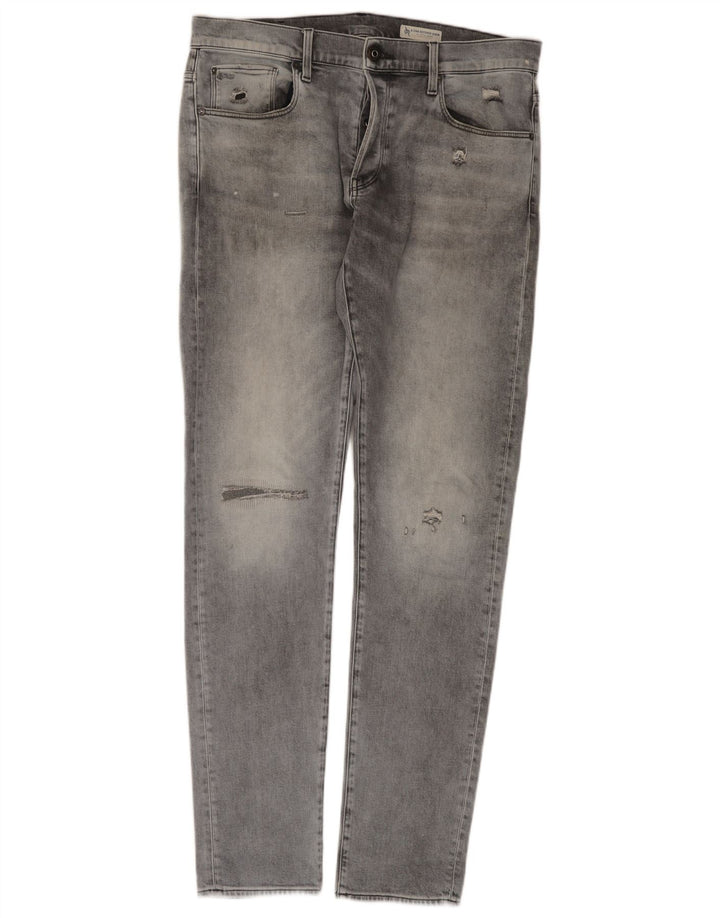 G-Star Mens 3301 Distressed Slim Jeans W36 L36 Grey Cotton