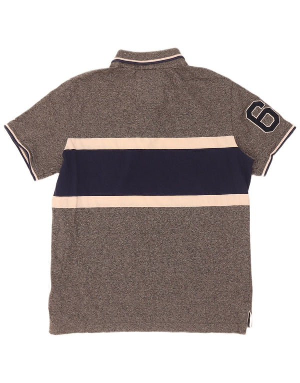 Superdry Mens Classic Fit Polo Shirt 2XL Grey Colourblock Cotton
