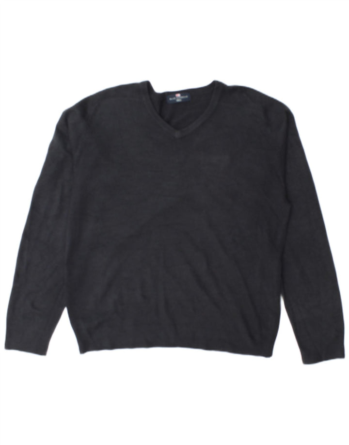 Marks & Spencer Mens Blue Harbour V-Neck Jumper Sweater Small Navy Blue