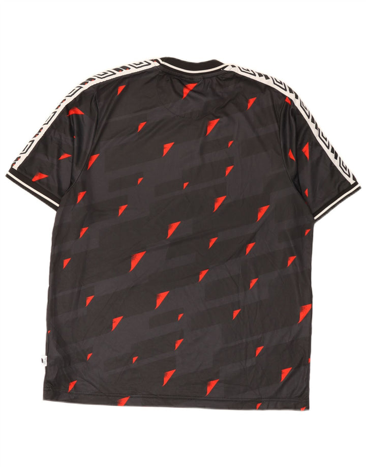 Umbro Mens Graphic T-Shirt Top Large Black Geometric Polyester