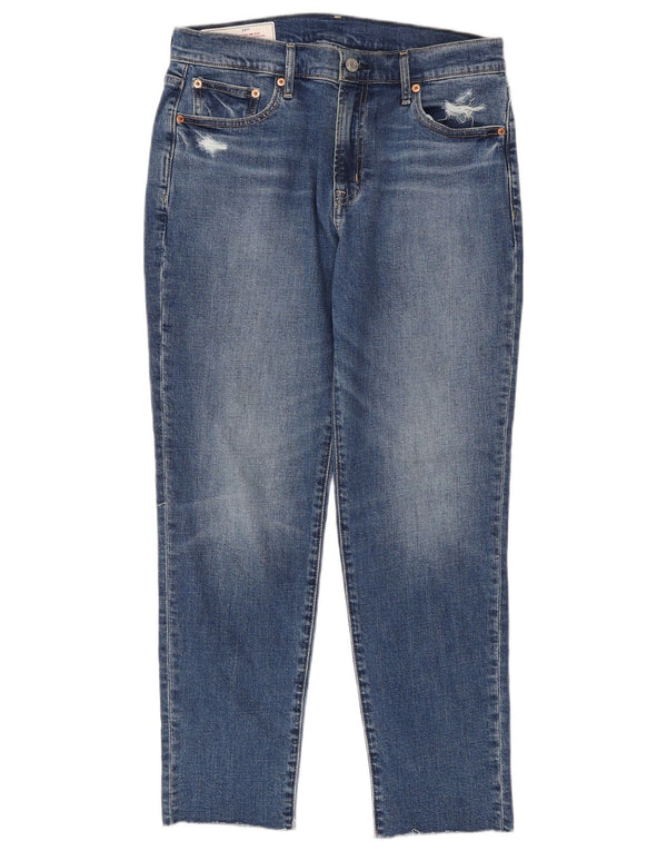 Gap Womens Girlfriend Distressed Mid Rise Slim Jeans W28 L28 Blue Cotton