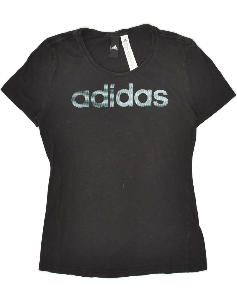 ADIDAS Womens Graphic T-Shirt Top UK 8/10 Small Black Cotton Vintage Adidas and Second-Hand Adidas from Messina Hembry 