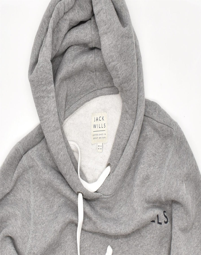 JACK WILLS Womens Hoodie Jumper UK 14 Large Grey Cotton | Vintage | Thrift | Second-Hand | Used Clothing | Messina Hembry 