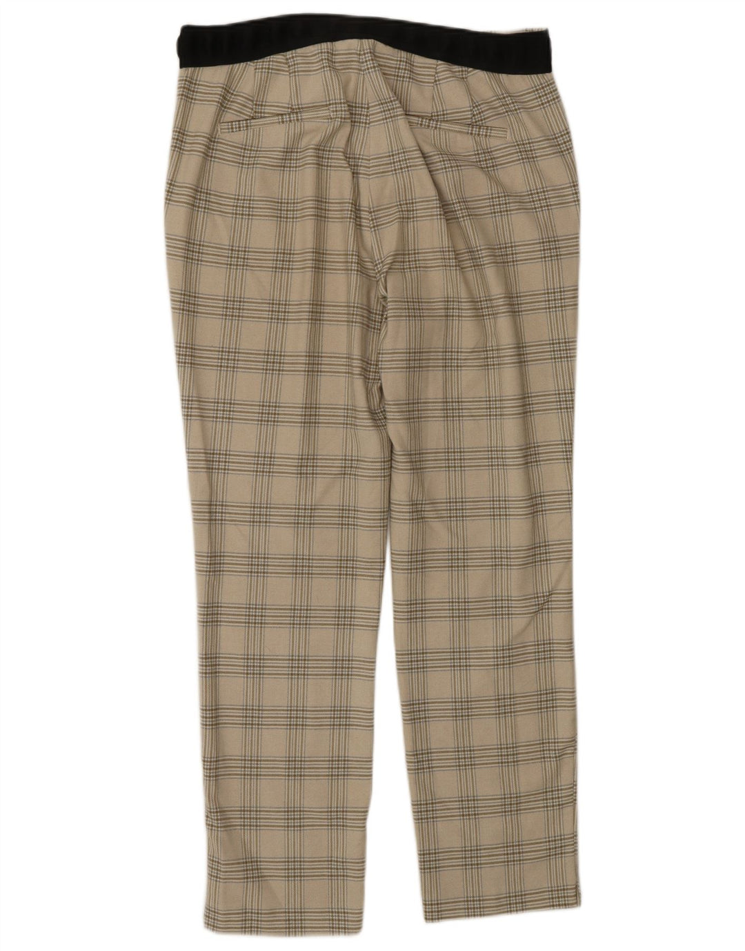 Zara Womens Tapered Suit Trousers Large W30 L27 Beige Check Polyester