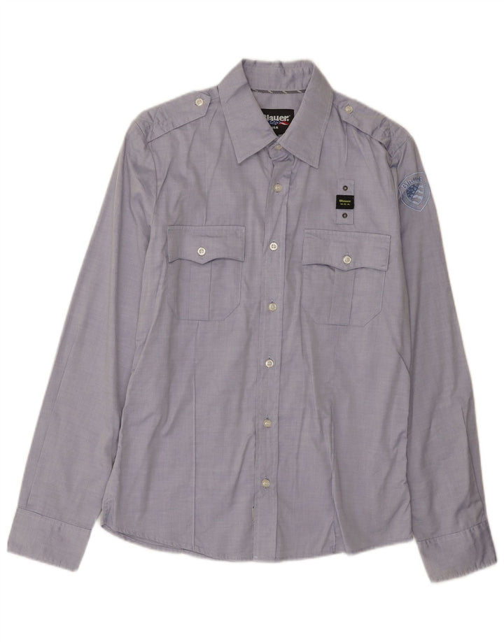 Blauer Mens Military Shirt Medium Blue Cotton