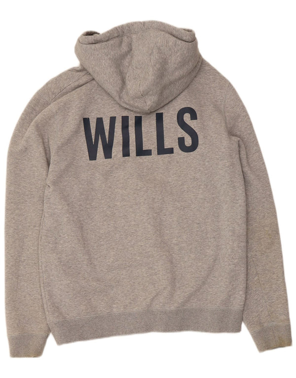 Jack Wills Mens Graphic Zip Hoodie Sweater Large Grey Cotton