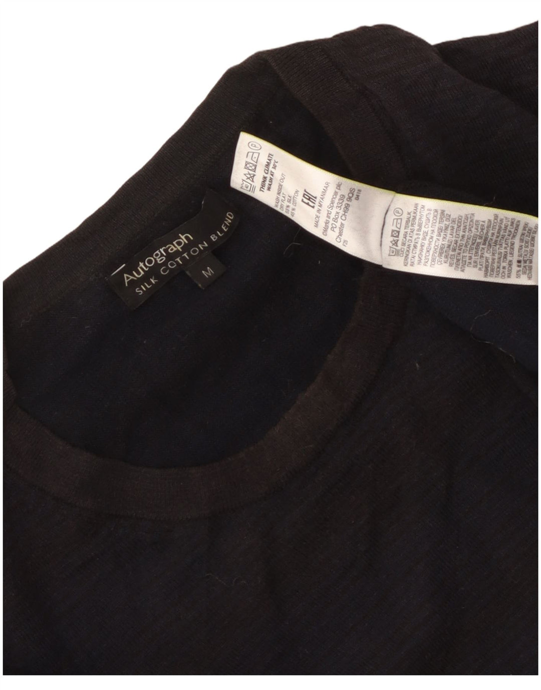 Marks & Spencer Mens Autograph Crew Neck Jumper Sweater Medium Navy Blue
