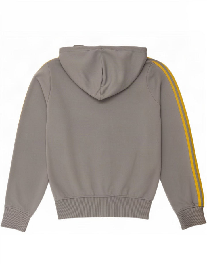 Adidas Womens Zip Hoodie Sweater UK 12 Medium Grey Polyester