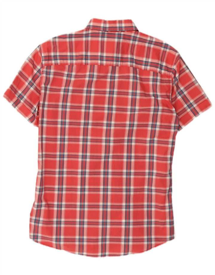 BENETTON Mens Short Sleeve Shirt Medium Red Check Cotton