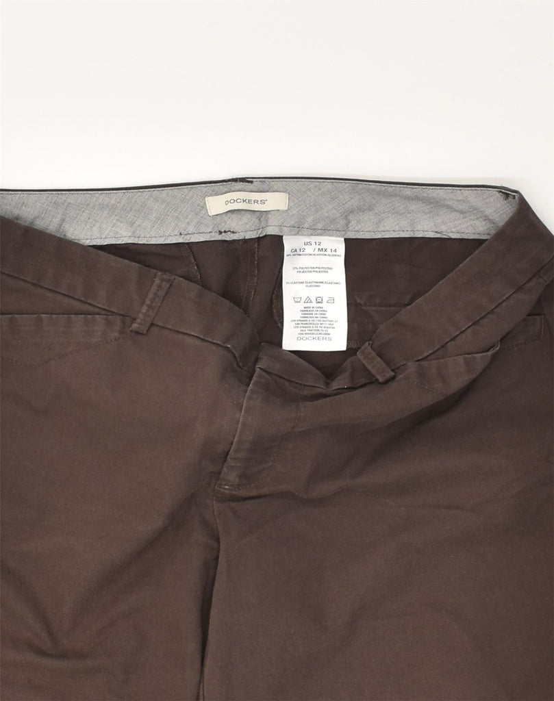 DOCKERS Womens Straight Capri Trousers US 12 Large W32 L21 Brown Cotton | Vintage Dockers | Thrift | Second-Hand Dockers | Used Clothing | Messina Hembry 