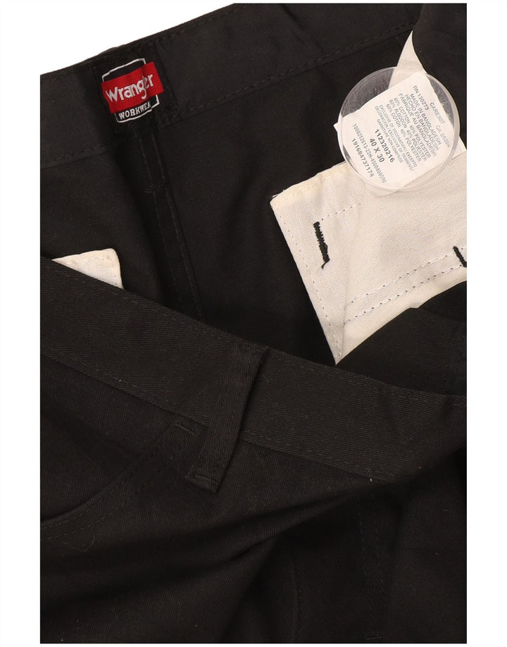 WRANGLER Mens Straight Cargo Trousers W40 L30 Black Cotton