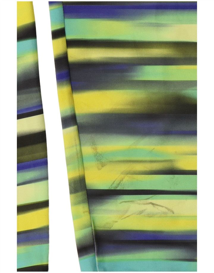 ADIDAS Girls Climalite Leggings 14-15 Years  Yellow Striped Polyester