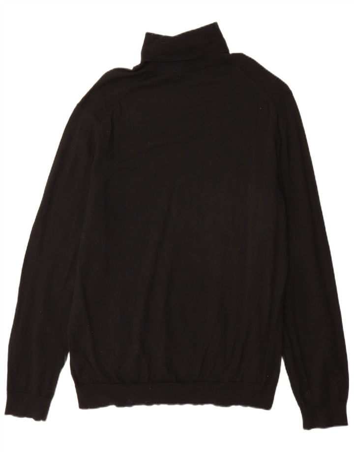 Marks & Spencer Mens Roll Neck Jumper Sweater XL Black Merino Wool