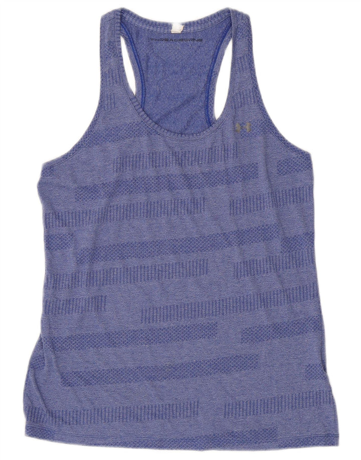 Under Armour Womens Heat Gear Vest Top UK 12 Medium Blue Striped