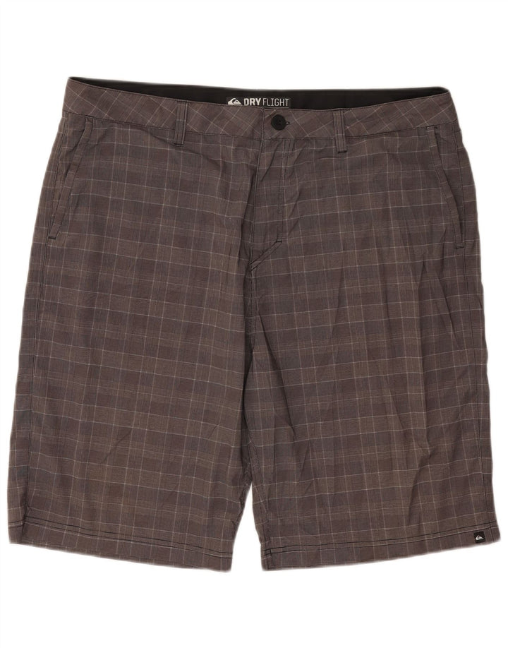 Quiksilver Mens Chino Shorts W38 XL Grey Houndstooth Polyester