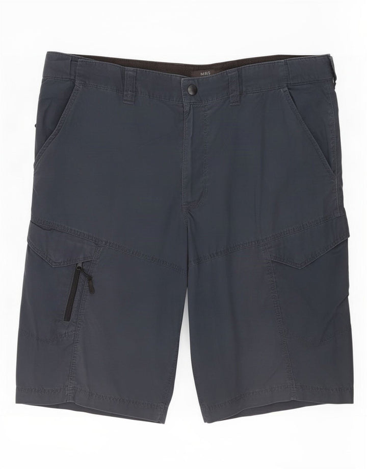 Marks & Spencer Mens Cargo Shorts Large W36 Navy Blue Cotton