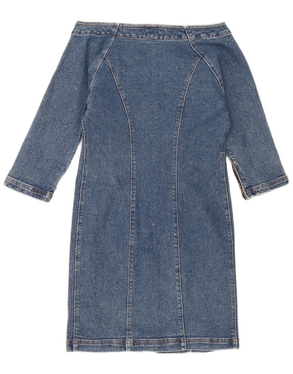 Sasch Womens Off Shoulder 3/4 Sleeve Denim Dress UK 12 Medium Blue Cotton