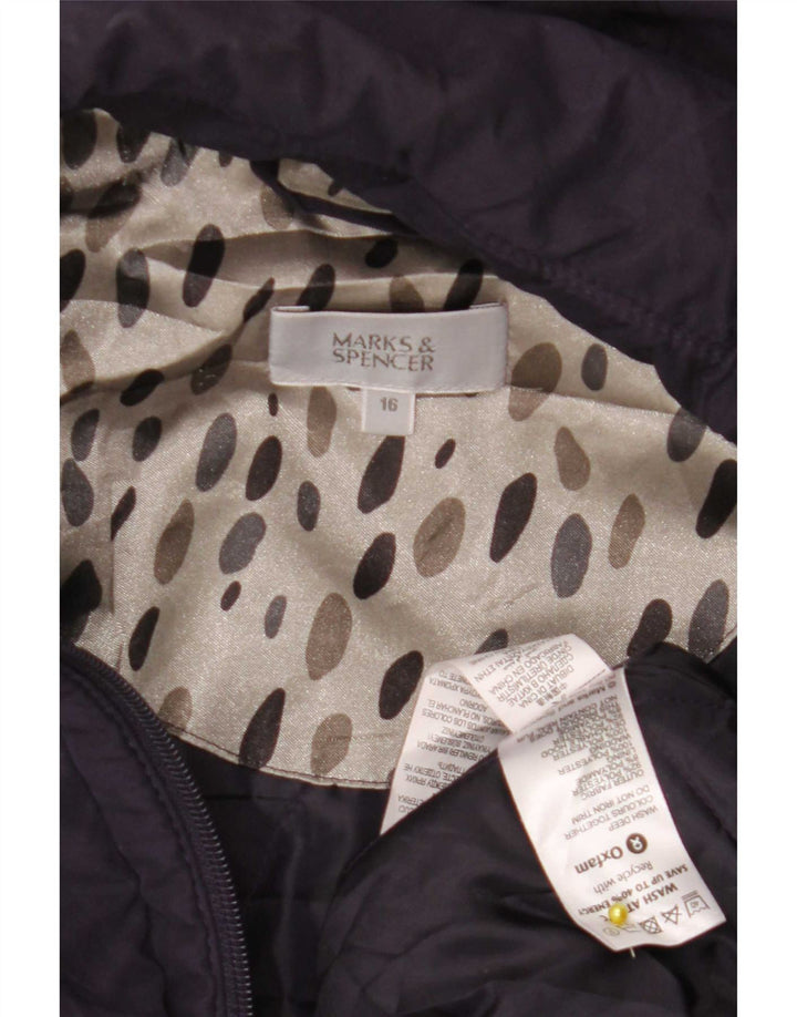Marks & Spencer Womens Hooded Windbreaker Jacket UK 18 XL Purple Polyester