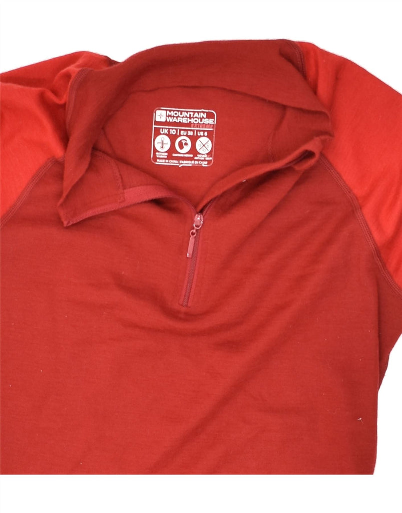 MOUNTAIN WAREHOUSE Womens Zip Neck Sweatshirt Jumper UK 10 Small  Red Wool | Vintage Mountain Warehouse | Thrift | Second-Hand Mountain Warehouse | Used Clothing | Messina Hembry 