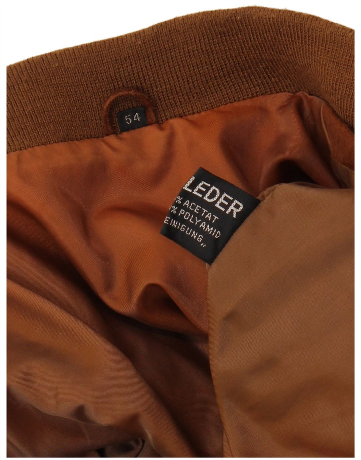 Vintage Mens Suede Jacket EU 54 2XL Brown Leather