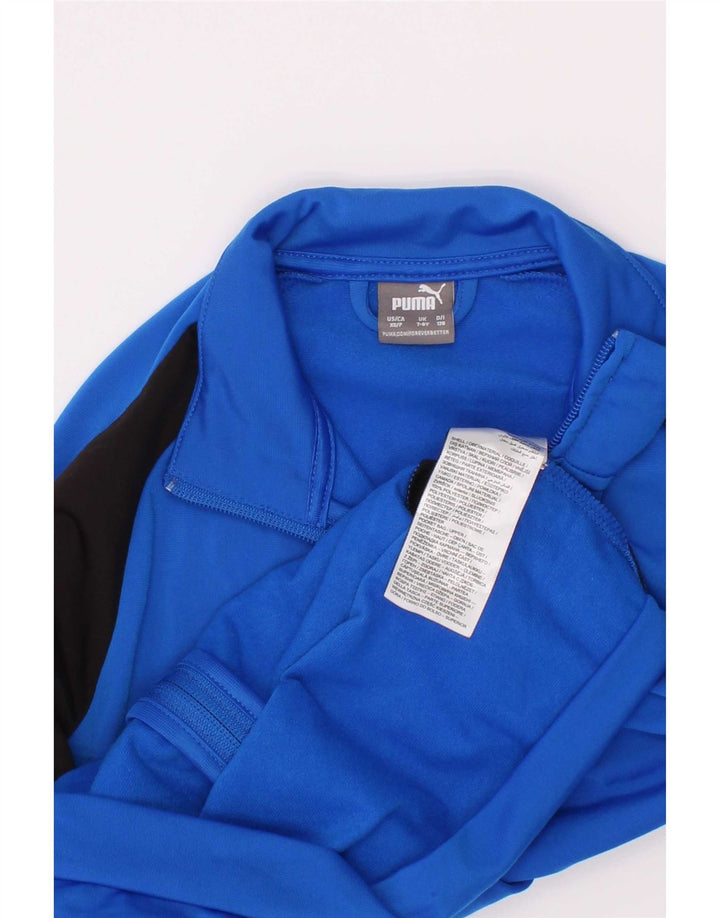 Puma Boys Graphic Tracksuit Top Jacket 7-8 Years Blue Colourblock Polyester