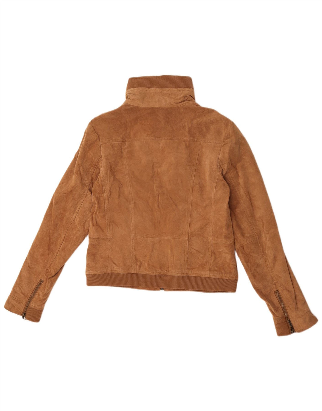 Vintage Womens Crop Suede Jacket UK 14 Large Beige Leather