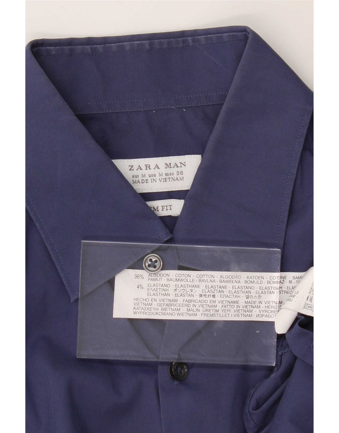 Zara Mens Slim Fit Shirt Medium Blue Cotton