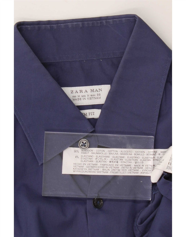 Zara Mens Slim Fit Shirt Medium Blue Cotton