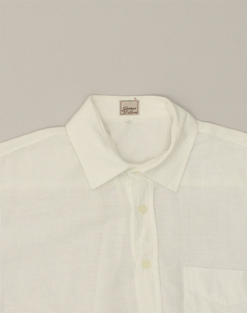 JAMES DILLON Mens Short Sleeve Shirt Medium White Cotton | Vintage James Dillon | Thrift | Second-Hand James Dillon | Used Clothing | Messina Hembry 