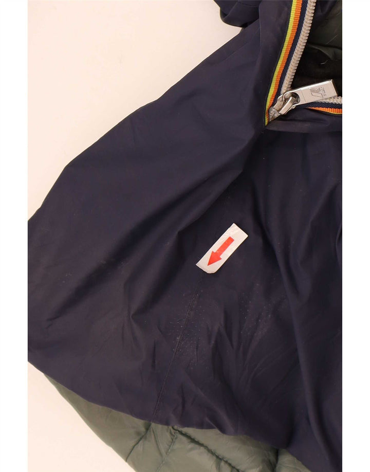 K-Way Womens Hooded Reversible Windbreaker Coat UK 8 Small Navy Blue