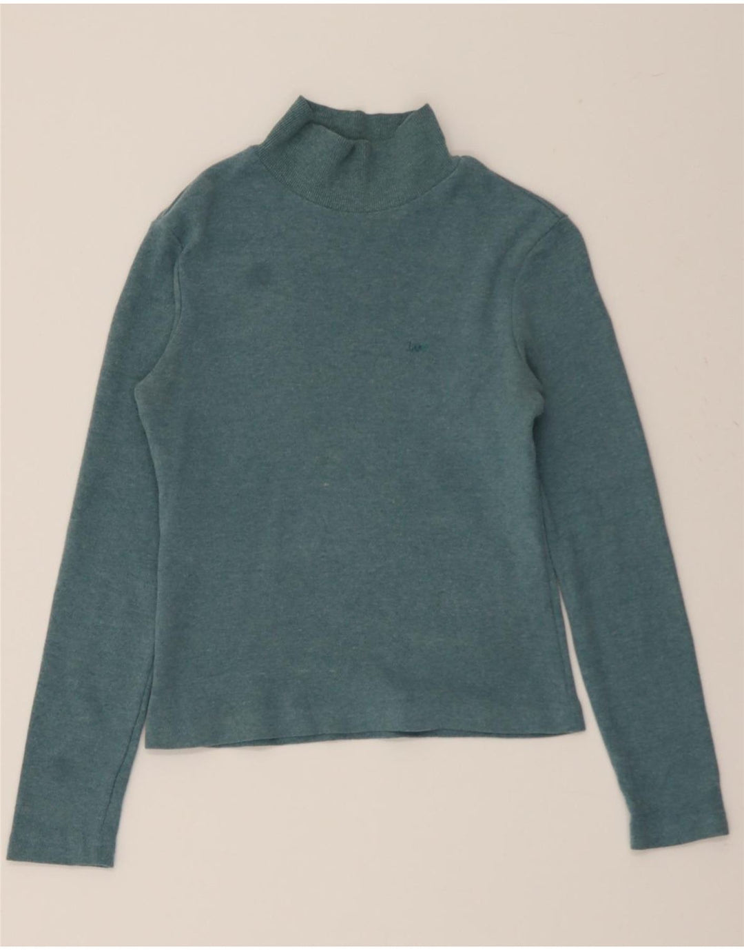 LEE Womens Crop Turtle Neck Jumper Sweater UK 12 Medium Green Cotton Vintage Lee and Second-Hand Lee from Messina Hembry 